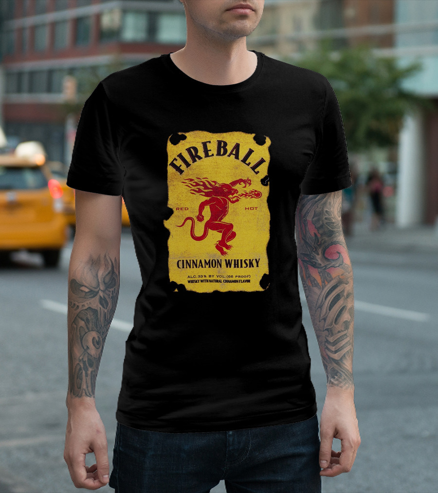 FIREBALL Red Hot Cinnamon Whisky Label ALC 33% By VOL (66 PROOF) T-Shirt