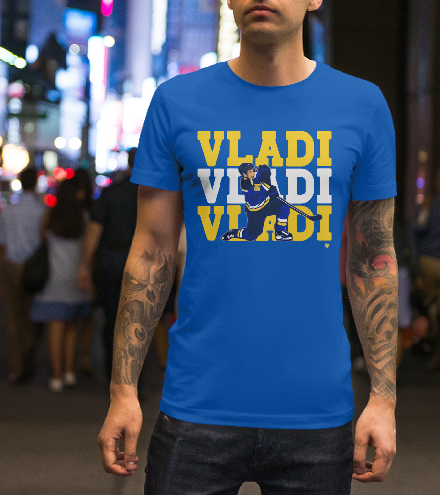 VLADI Chant Hockey Player In Blue And Yellow With Number 91 T-Shirt