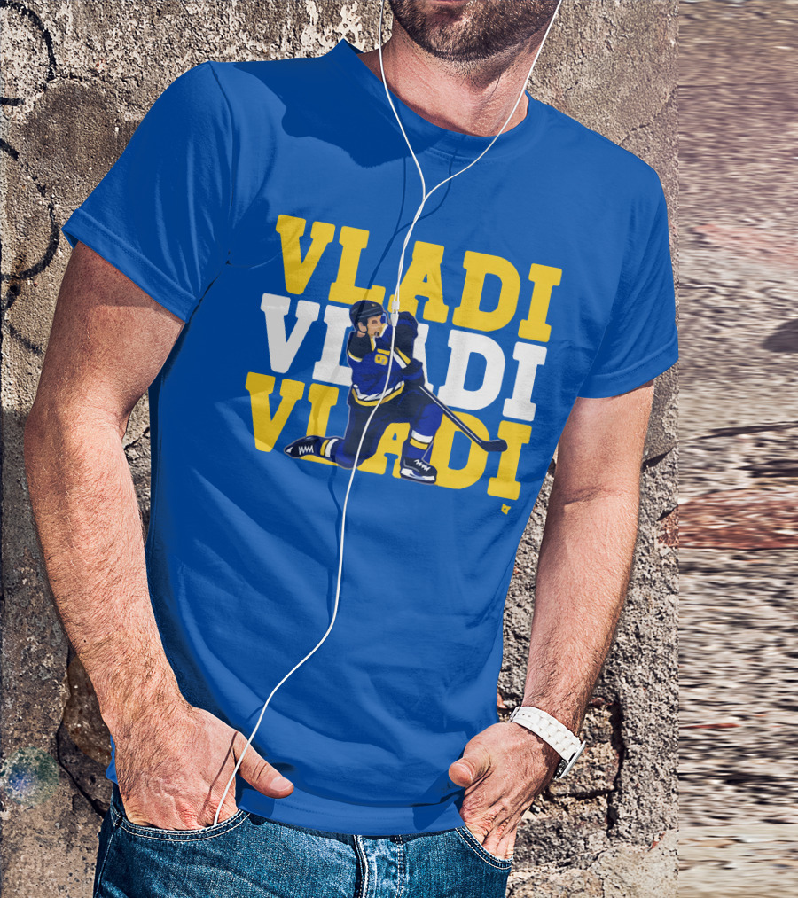 VLADI Chant Hockey Player In Blue And Yellow With Number 91 T-Shirt