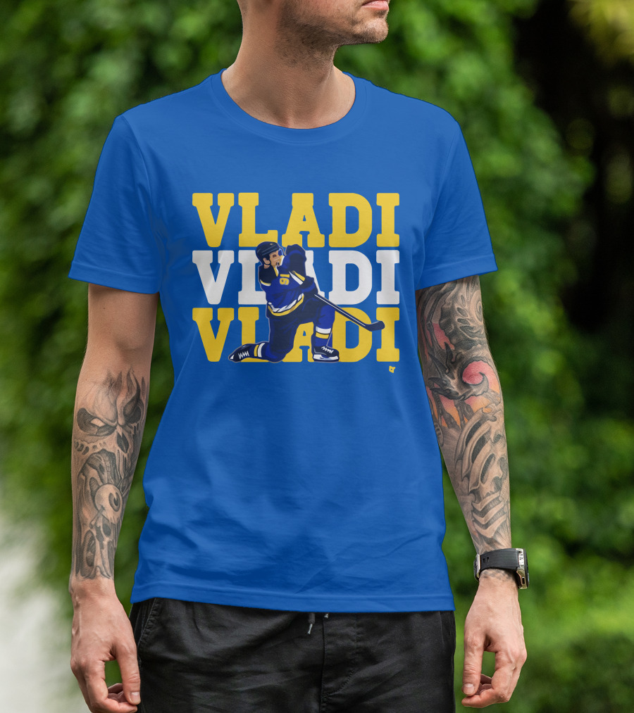 VLADI Chant Hockey Player In Blue And Yellow With Number 91 T-Shirt