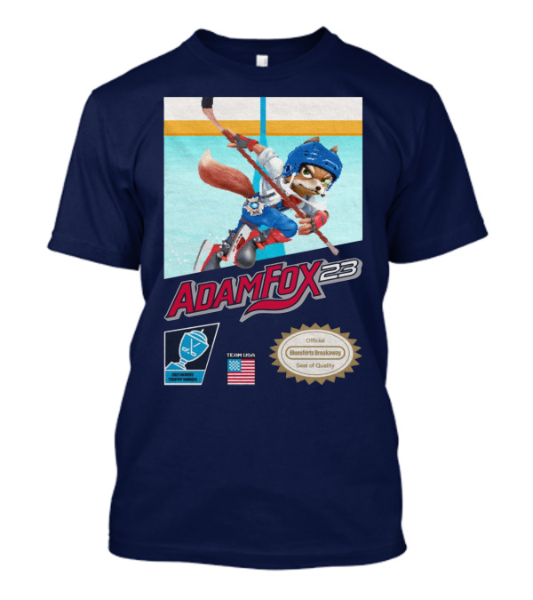 Adam Fox 23 Hockey USA Bluebirds Breakaway Seal Of Quality Team Winner T-Shirt