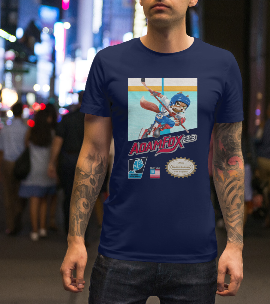 Adam Fox 23 Hockey USA Bluebirds Breakaway Seal Of Quality Team Winner T-Shirt