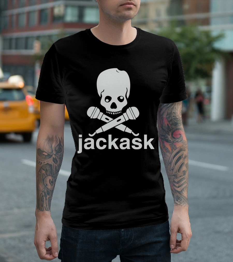 jackask Jacksfilms Skull and Microphones T-Shirt