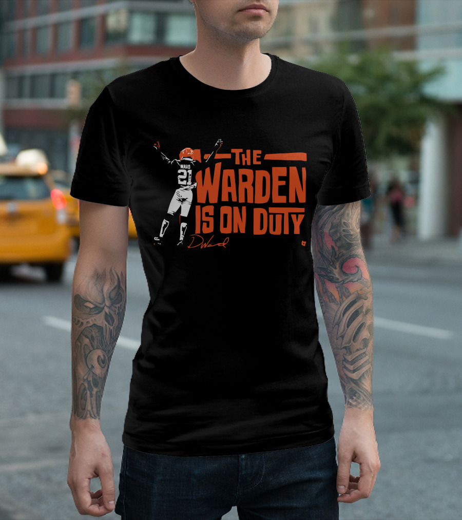 The Warden Denzel Ward Is On Duty 21 Signature Football T-Shirt