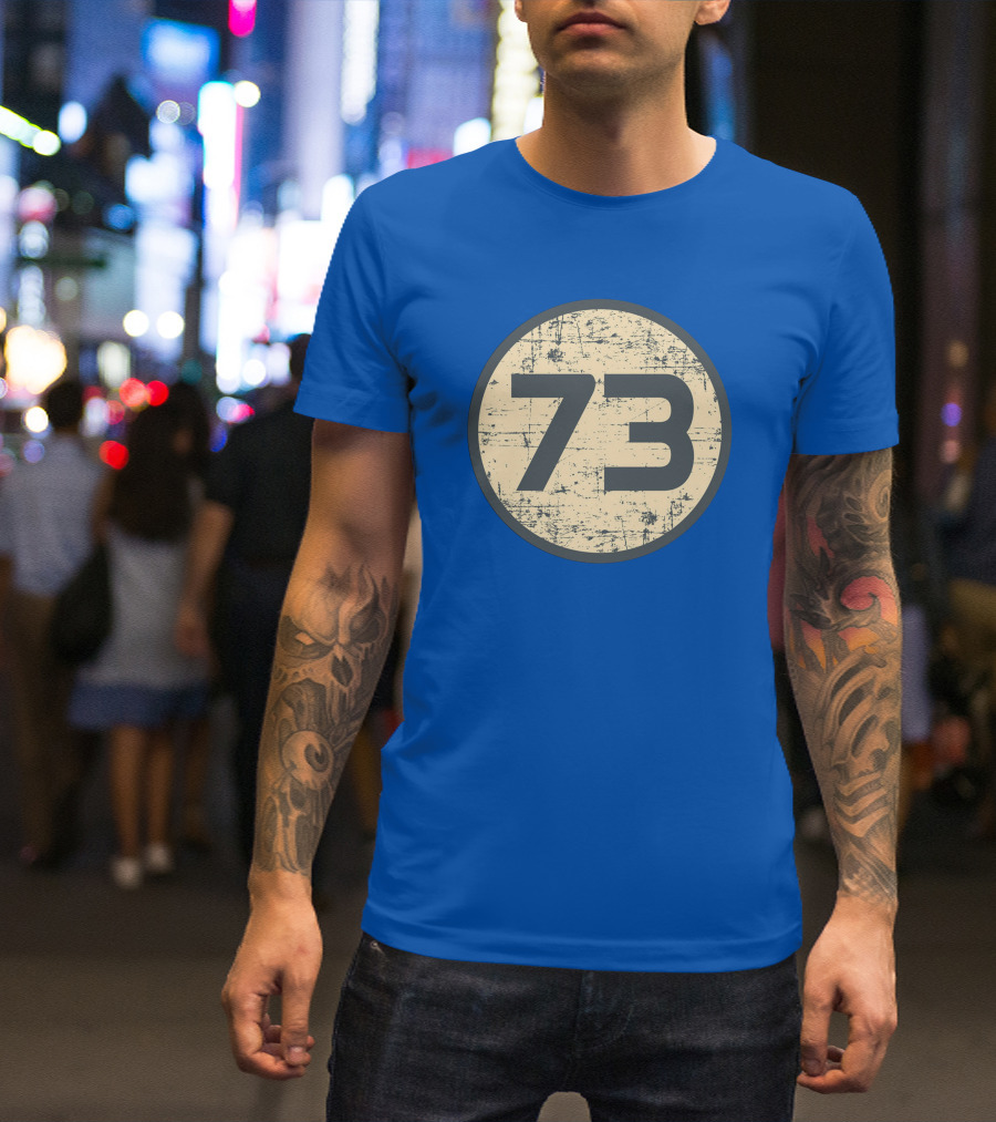 Big Bang Theory Sheldon Cooper 73 Vintage Distressed Blue Circle T-Shirt