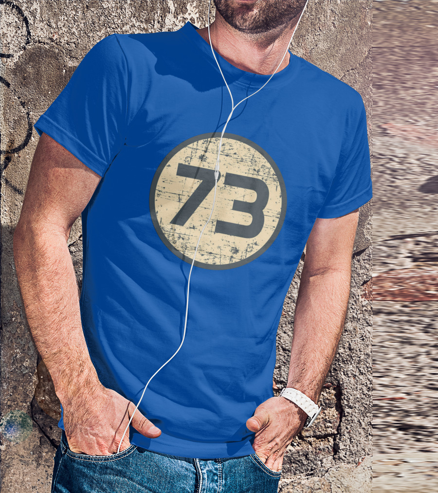 Big Bang Theory Sheldon Cooper 73 Vintage Distressed Blue Circle T-Shirt