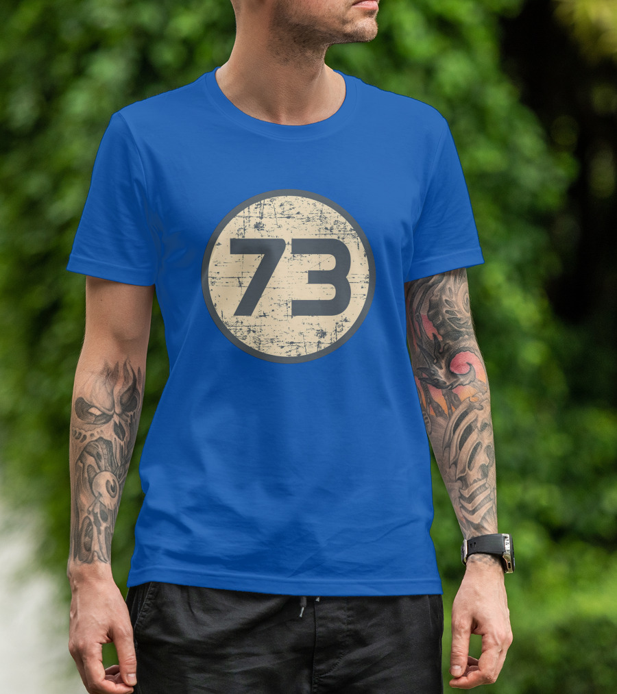 Big Bang Theory Sheldon Cooper 73 Vintage Distressed Blue Circle T-Shirt