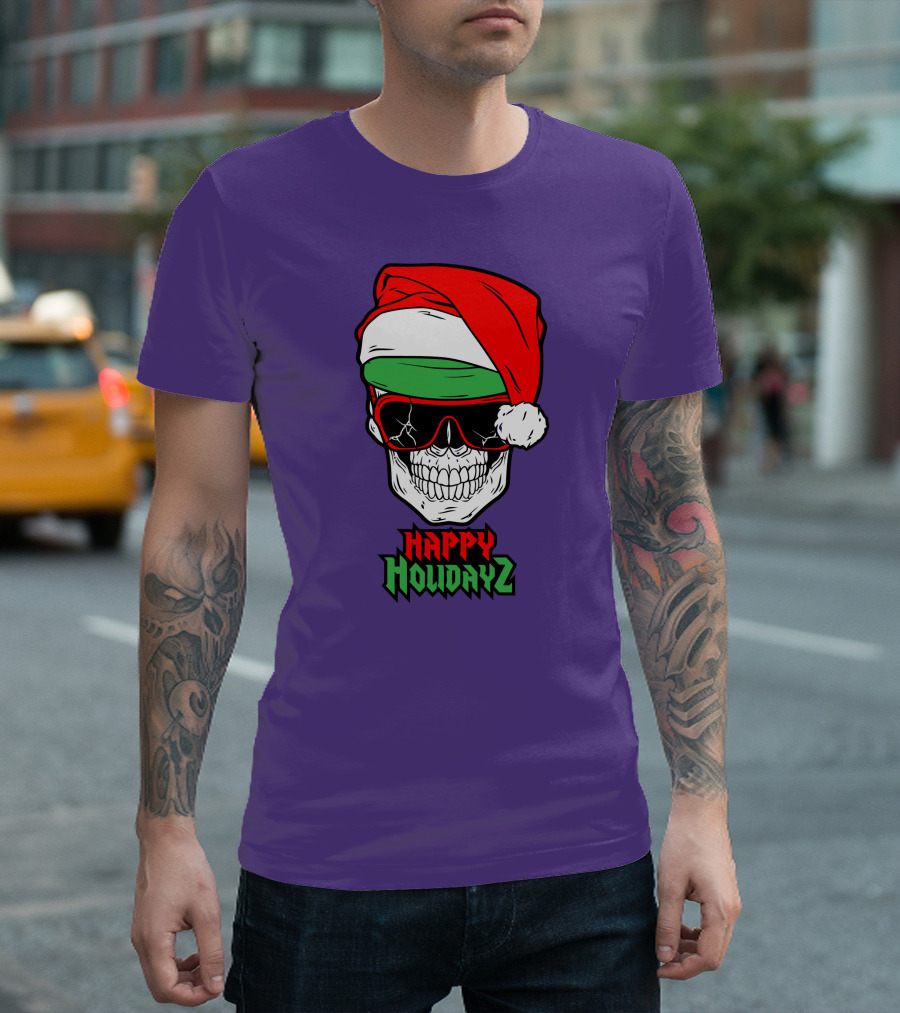 Matt Cardona Happy Holidayz Skull Santa Hat T-Shirt