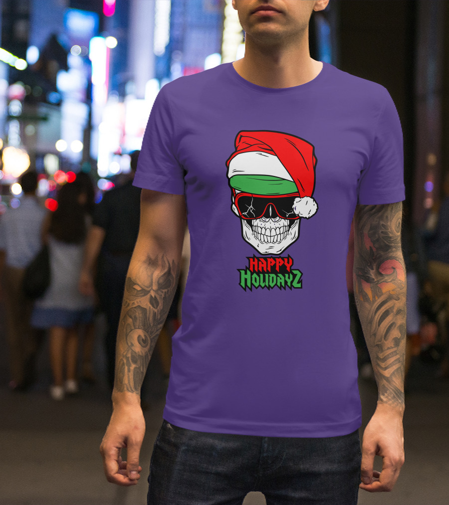 Matt Cardona Happy Holidayz Skull Santa Hat T-Shirt