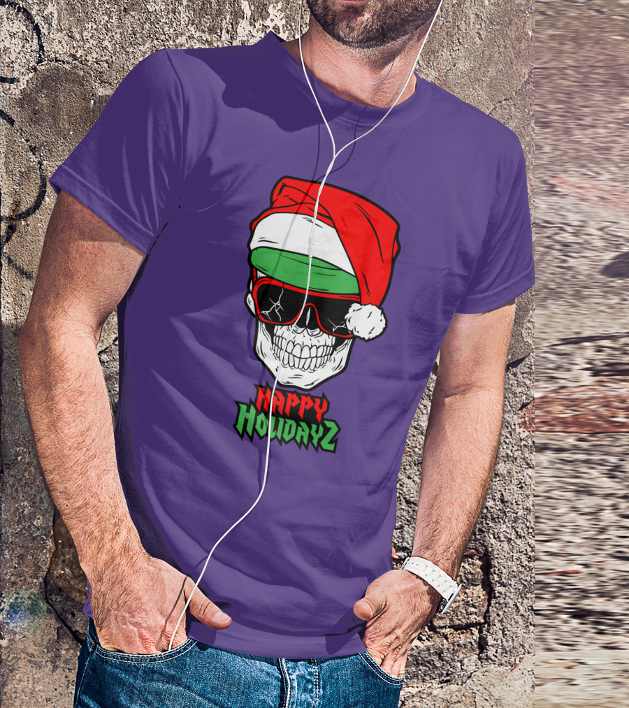 Matt Cardona Happy Holidayz Skull Santa Hat T-Shirt