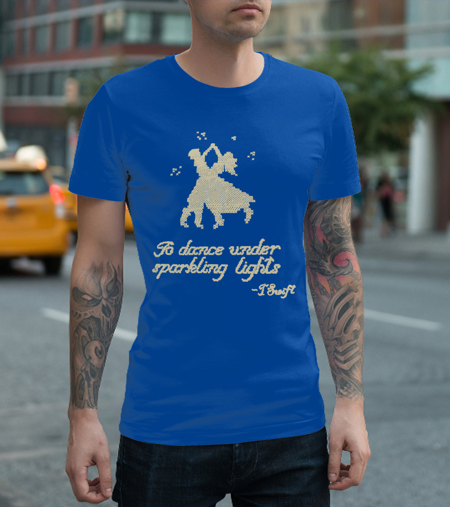 Taylor Swift To Dance Under Sparkling Lights Christmas Tree Farm Blue T-Shirt