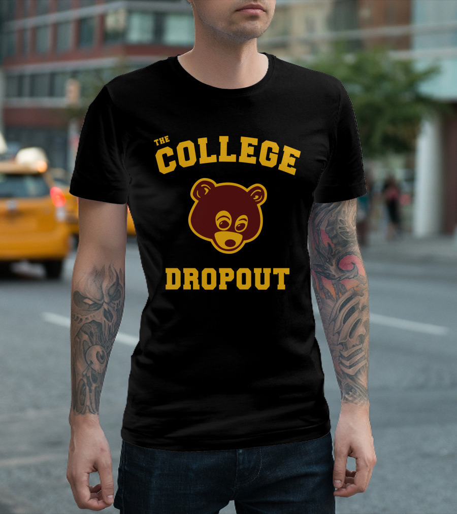 The College Dropout Bear Face Design In T-Shirt