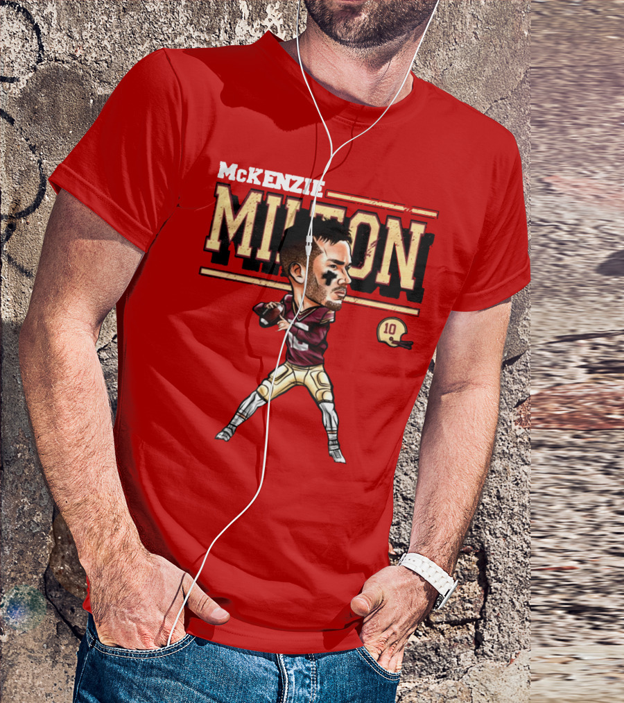 MCKENZIE MILTON FOOTBALL PLAYER CARTOON WITH HELMET NUMBER 10 T-Shirt