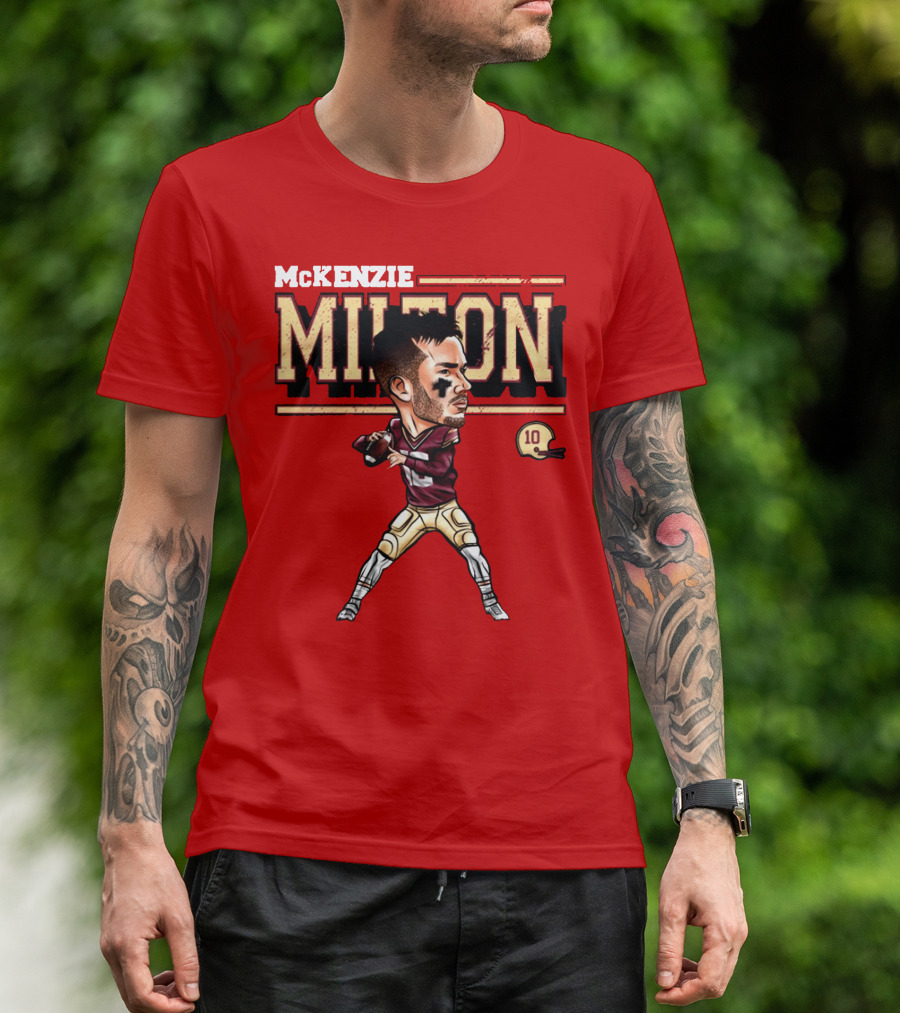MCKENZIE MILTON FOOTBALL PLAYER CARTOON WITH HELMET NUMBER 10 T-Shirt