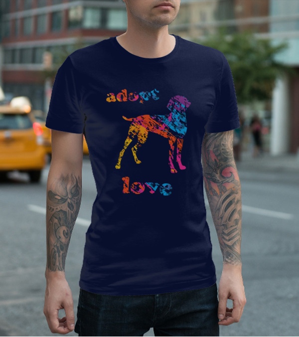 Adopt Love Rescue Dog Colorful T-Shirt