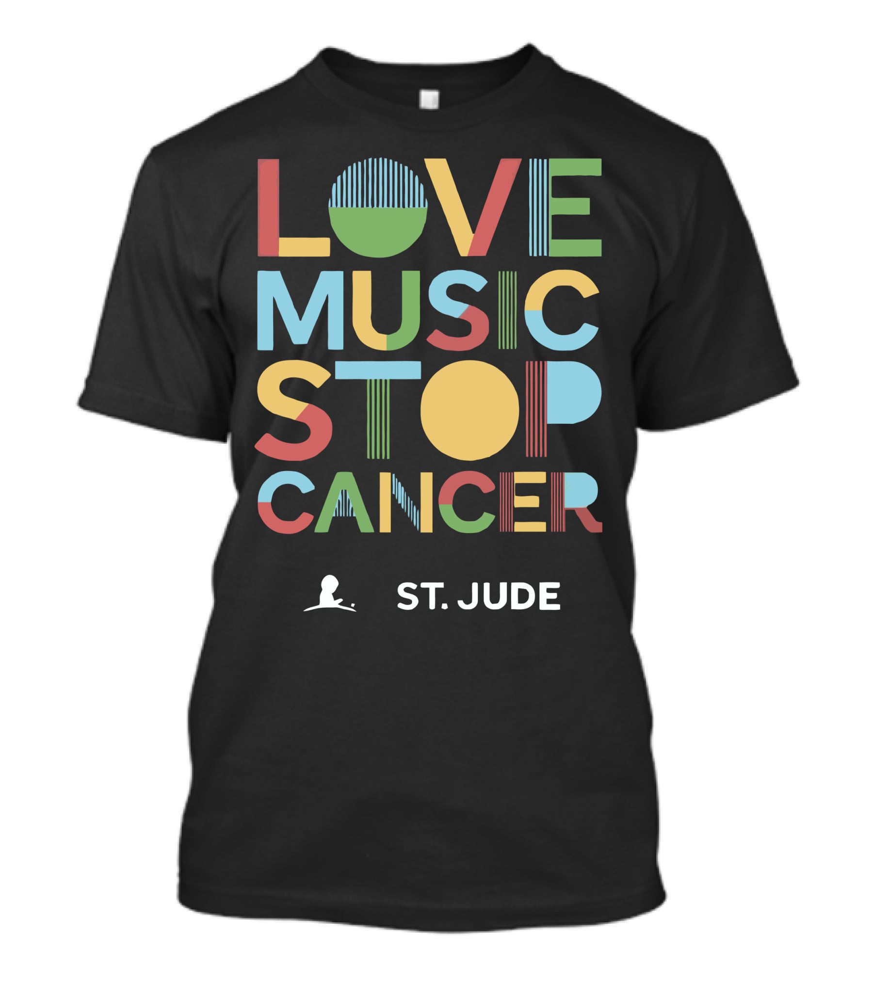 LOVE MUSIC STOP CANCER ST. JUDE T-Shirt