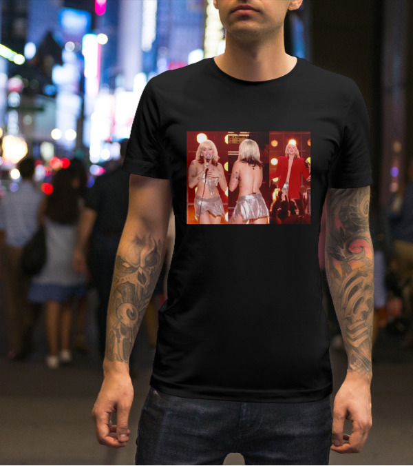 Miley Cyrus Silver Outfit Performance T-Shirt