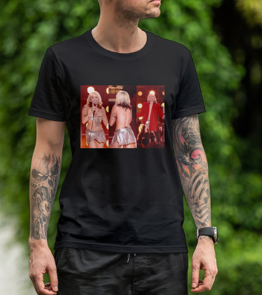 Miley Cyrus Silver Outfit Performance T-Shirt