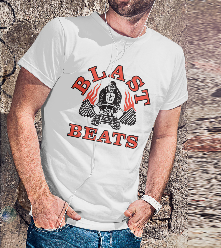 BLAST BEATS Ape With Weights And Flames T-Shirt