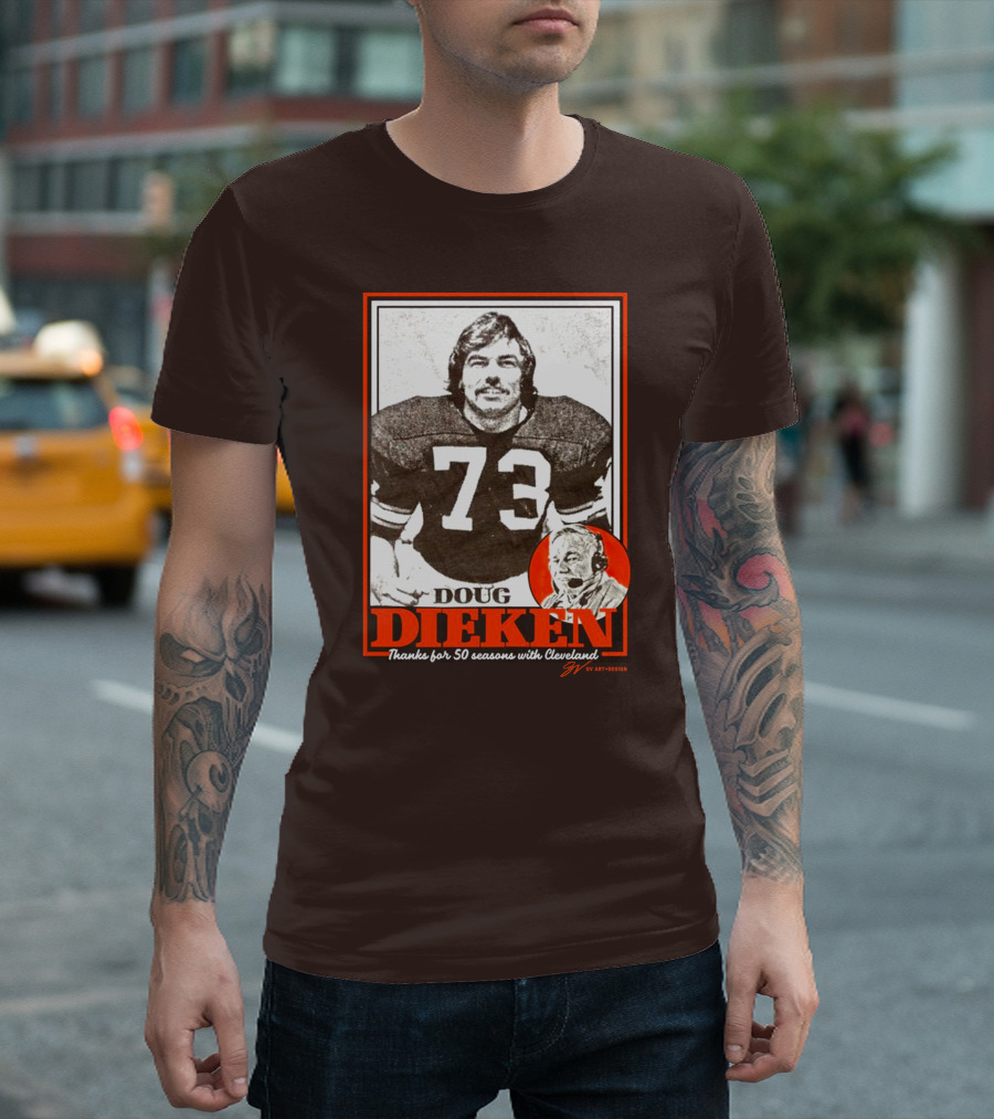 Doug Dieken 50 Seasons with Cleveland Football Number 73 Honors T-Shirt