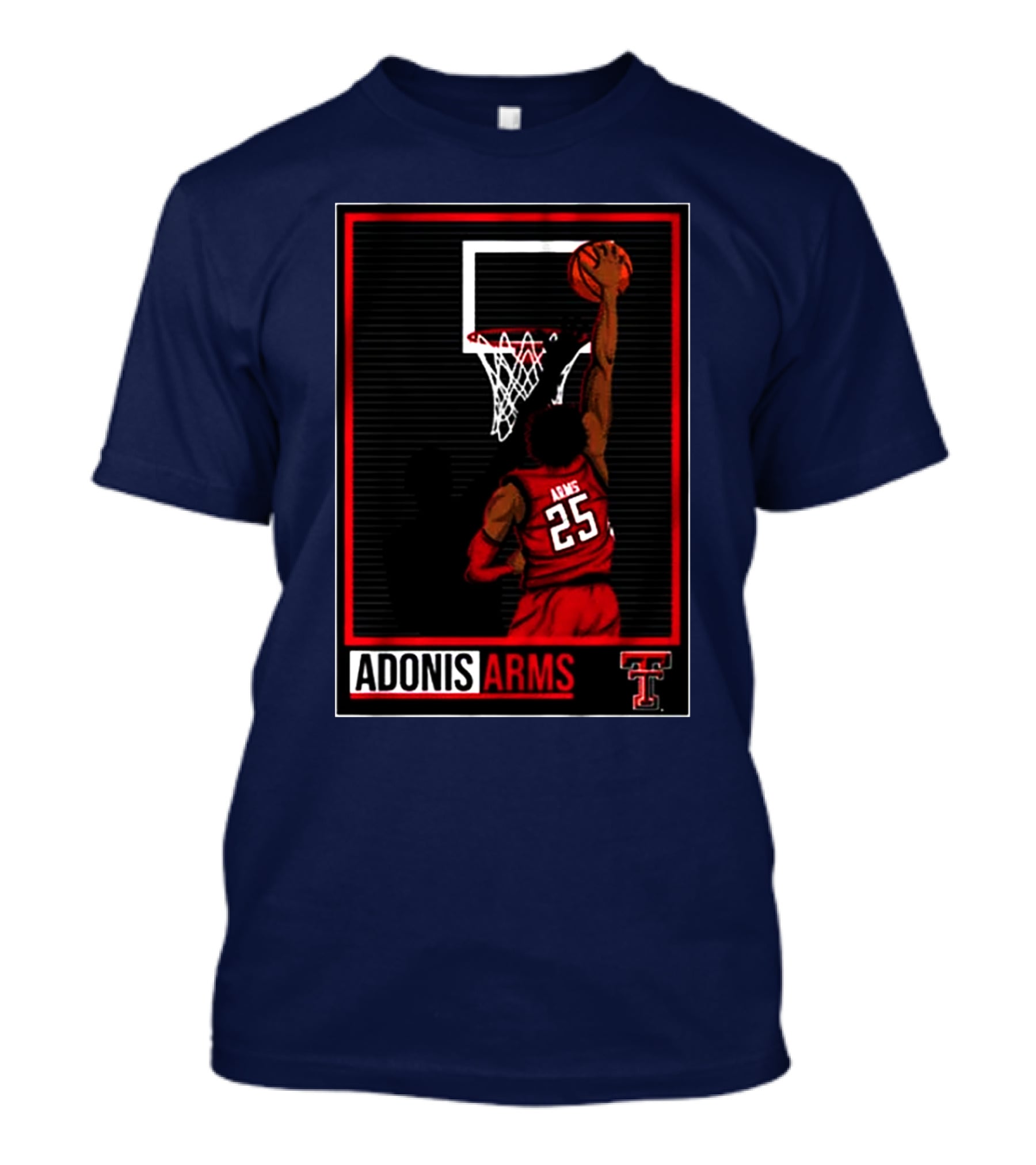Texas Tech Basketball Adonis Arms Dunking 25 T-Shirt