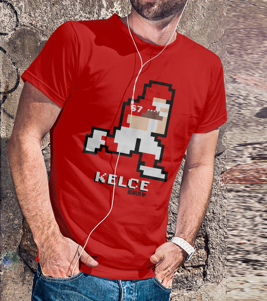 Kelce 87 NFLPA 8 Bit Retro Football Red T-Shirt