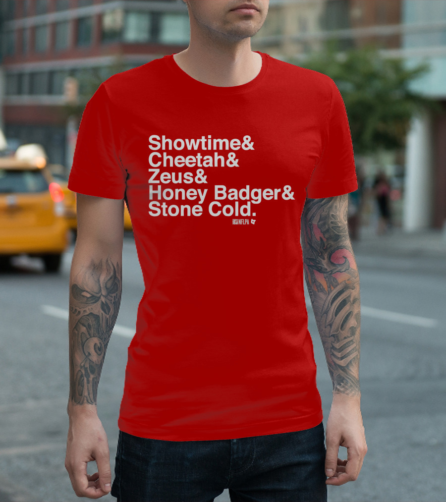 Showtime Cheetah Zeus Honey Badger Stone Cold NFLPA T-Shirt