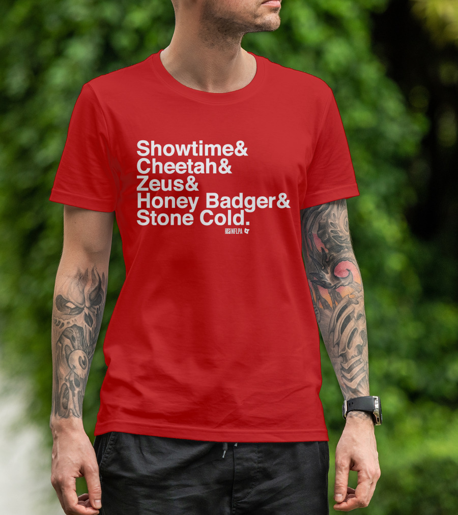Showtime Cheetah Zeus Honey Badger Stone Cold NFLPA T-Shirt