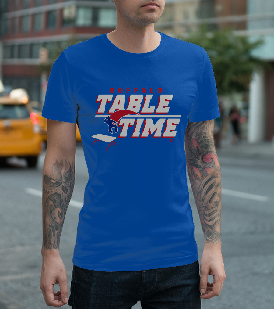 Buffalo Bills Table Time Jumping Through Folding Table T-Shirt