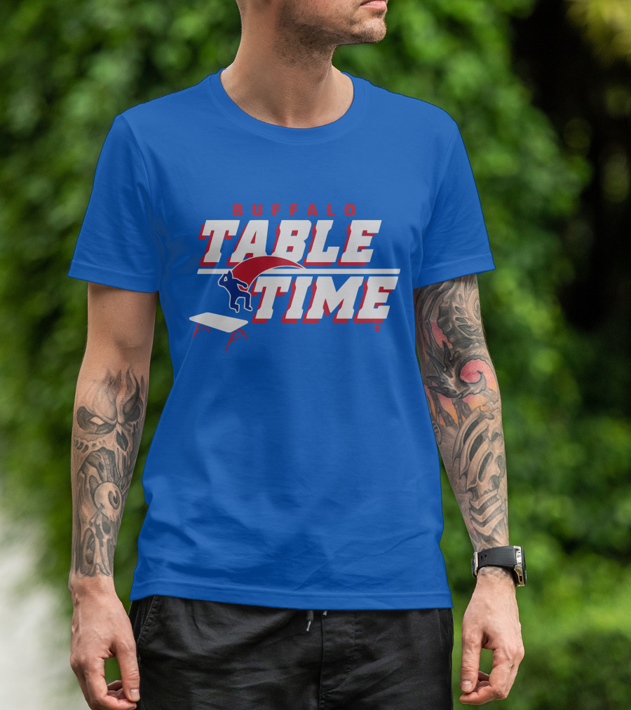 Buffalo Bills Table Time Jumping Through Folding Table T-Shirt