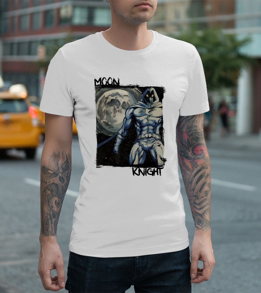 Moon Knight Marc Spector Hero With Full Moon Background T-Shirt