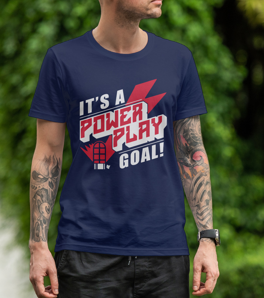 IT'S A POWER PLAY GOAL Retro Hockey Net Lightning Bolt T-Shirt
