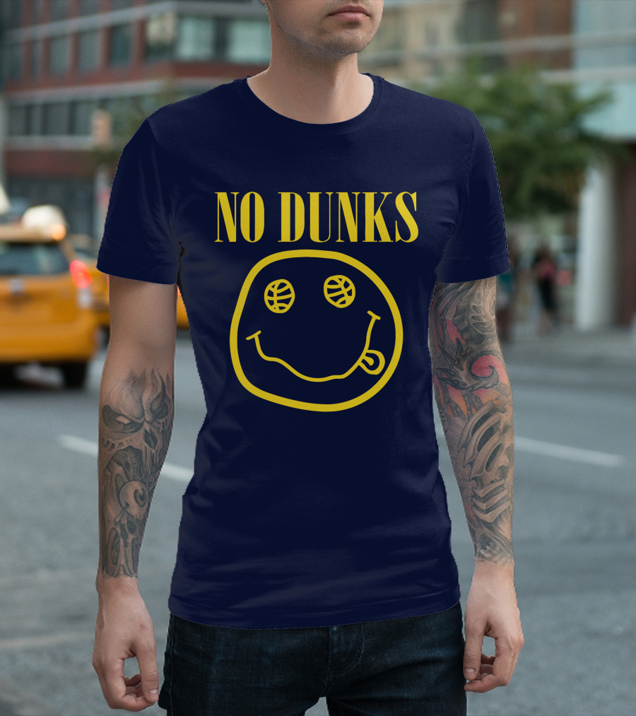 No Dunks Smiley Face Basketball Eyes T-Shirt