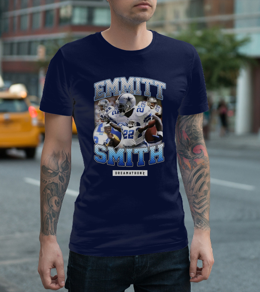 Emmitt Smith Dreamathon Dallas Cowboys Collage T-Shirt
