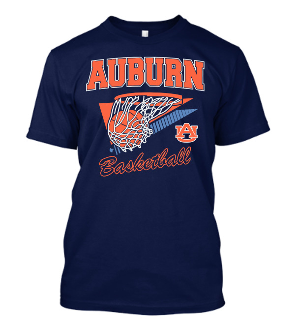 Auburn Basketball Retro Style Net And Ball T-Shirt