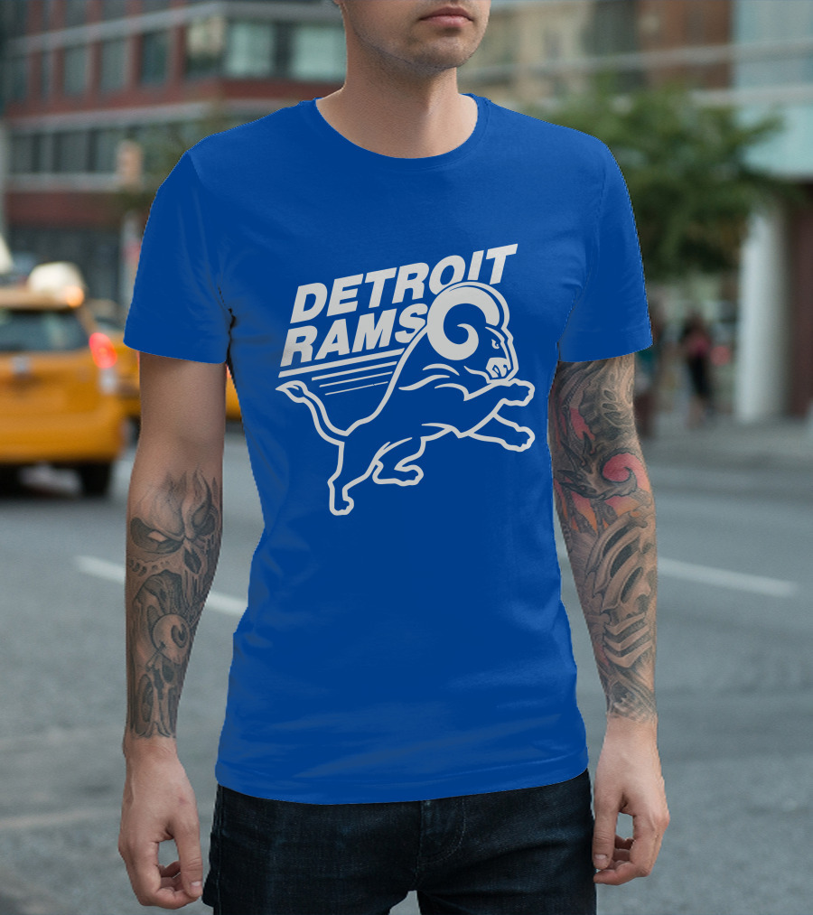 Detroit Rams Football Team Logo Crossover Fan Merchandise T-Shirt