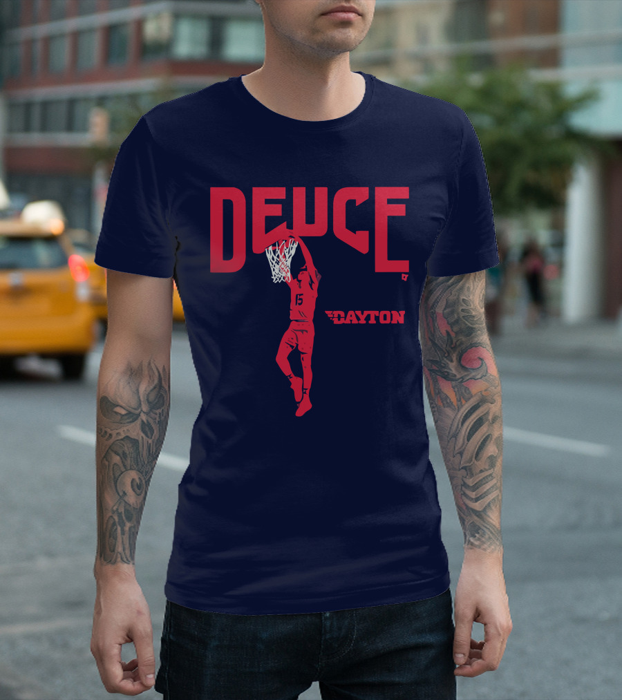 Dayton Basketball Deuce Daron Holmes II Dunking T-Shirt
