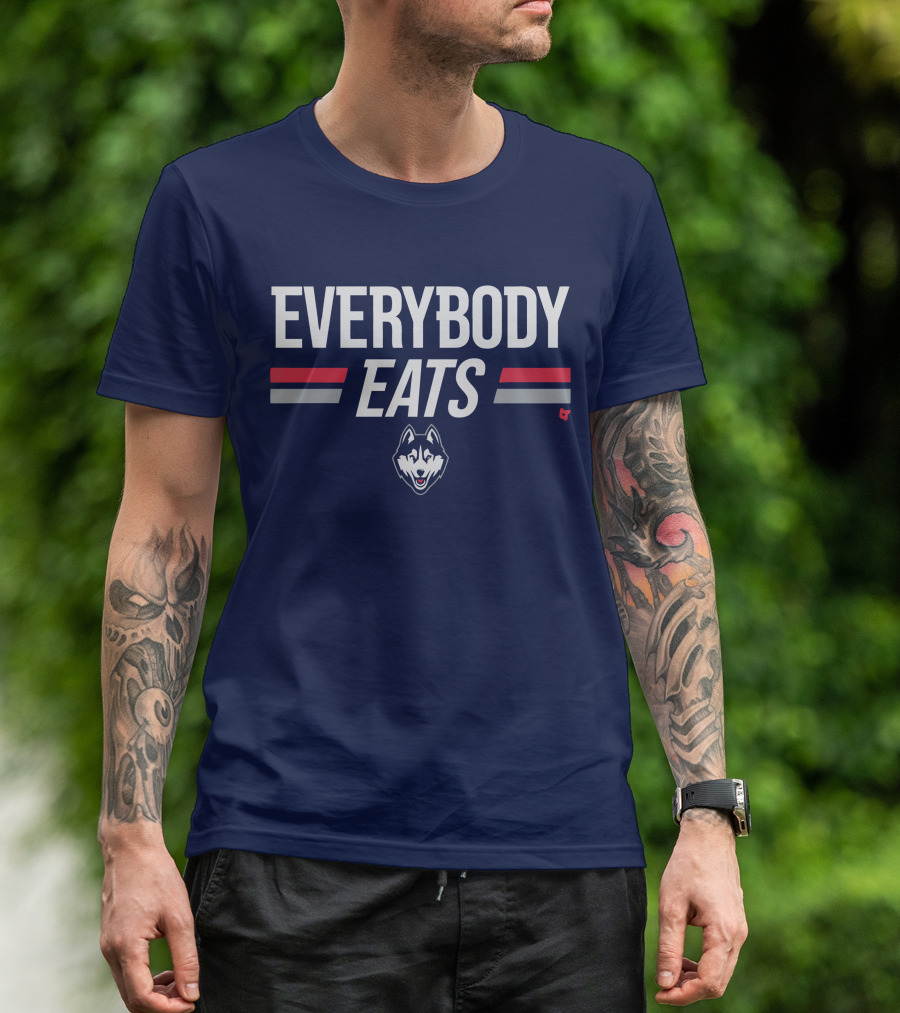 UConn Everybody Eats Husky Logo Navy Blue T-Shirt