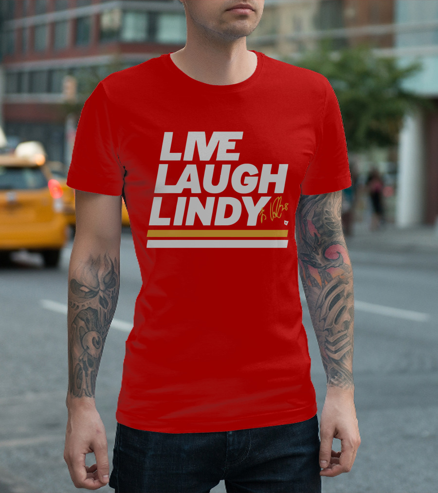 Elias Lindholm Live Laugh Lindy Bold Red Text With Signature T-Shirt
