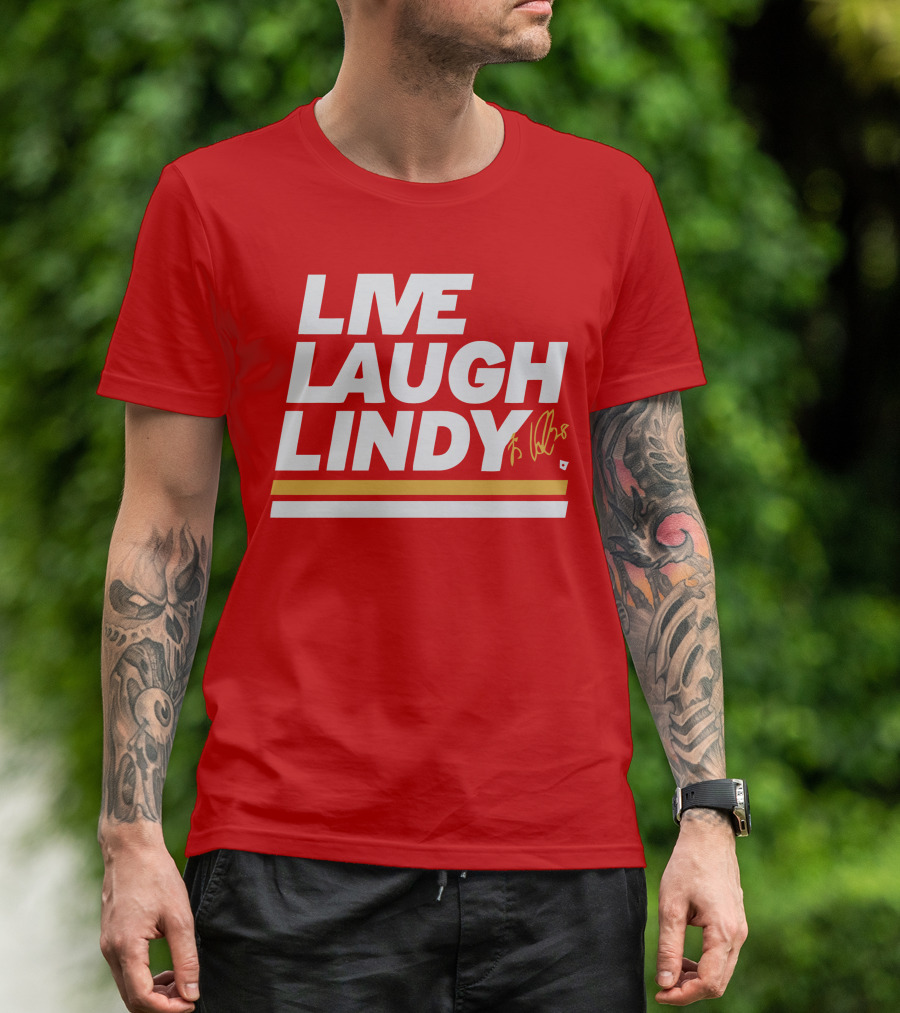 Elias Lindholm Live Laugh Lindy Bold Red Text With Signature T-Shirt