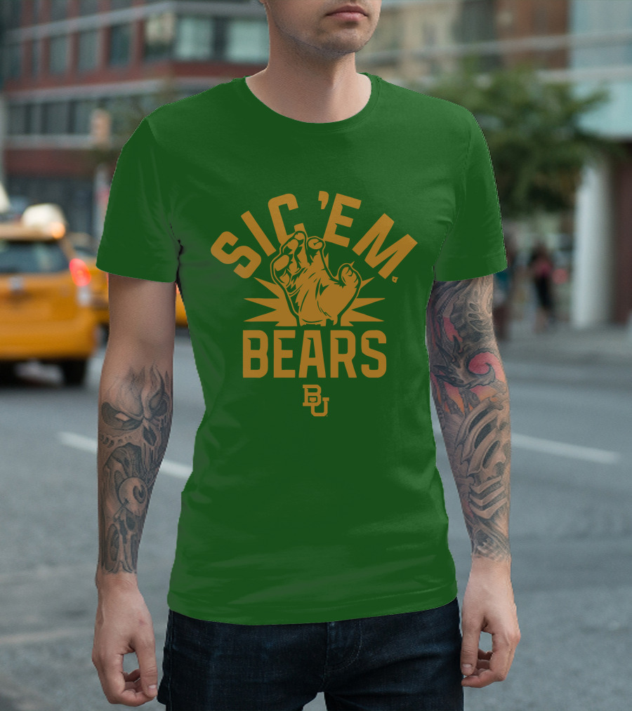 Sic 'Em Bears BU Baylor Paw Green Gold T-Shirt