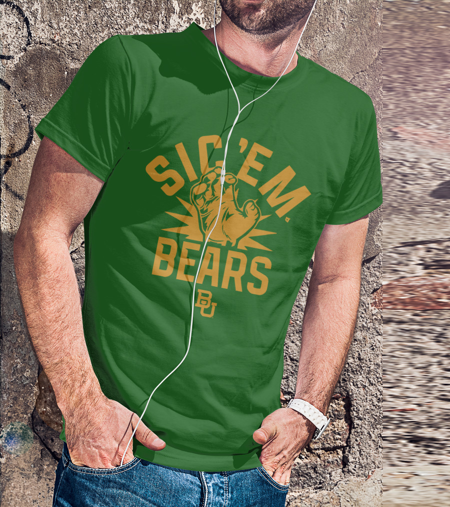 Sic 'Em Bears BU Baylor Paw Green Gold T-Shirt
