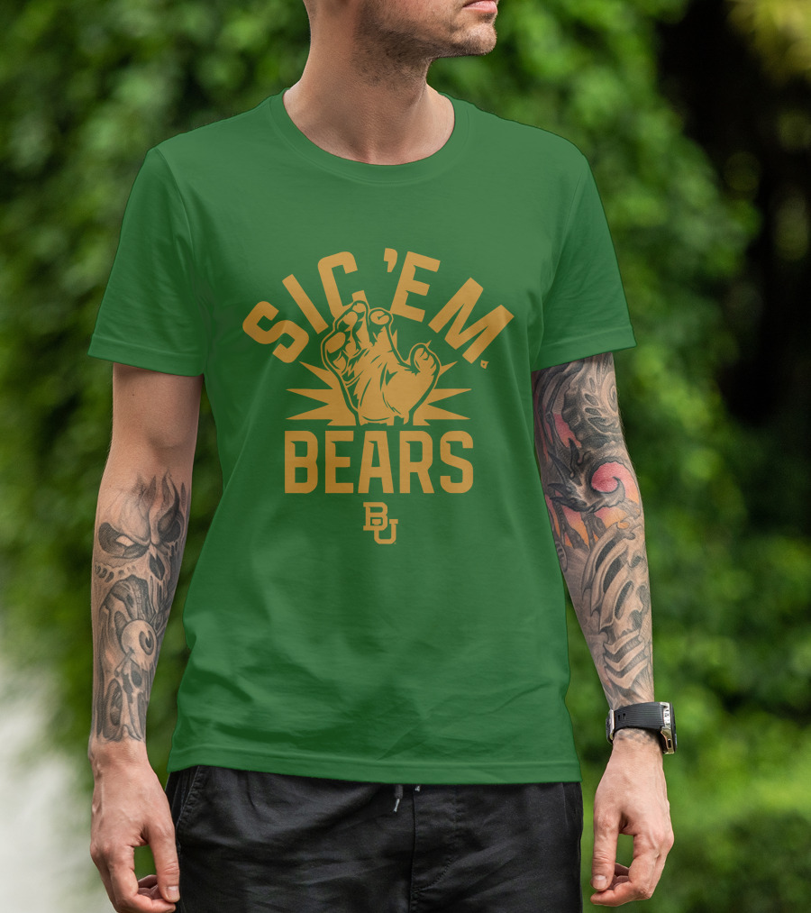 Sic 'Em Bears BU Baylor Paw Green Gold T-Shirt