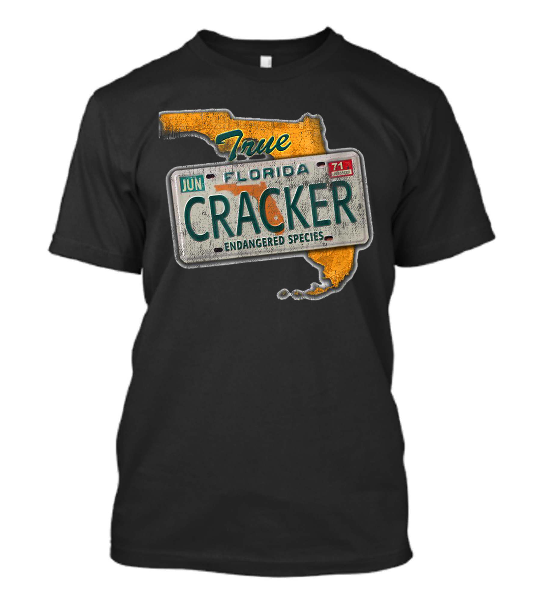 True Florida Cracker Endangered Species License Plate Map T-Shirt
