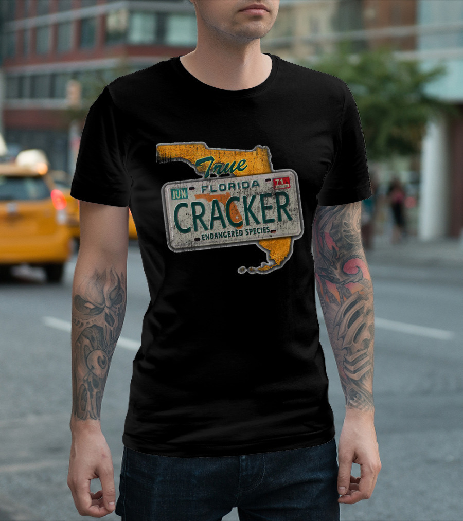 True Florida Cracker Endangered Species License Plate Map T-Shirt