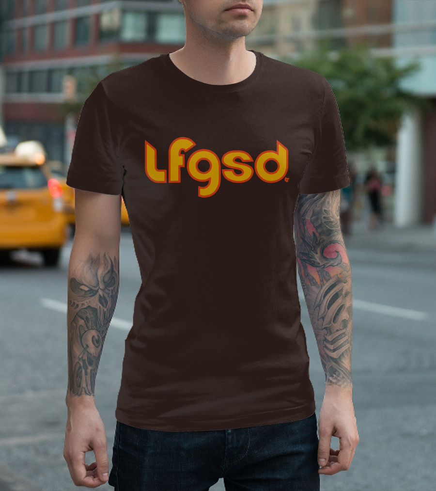 Lfgsd Retro Vintage Style Bold Yellow Orange Text T-Shirt
