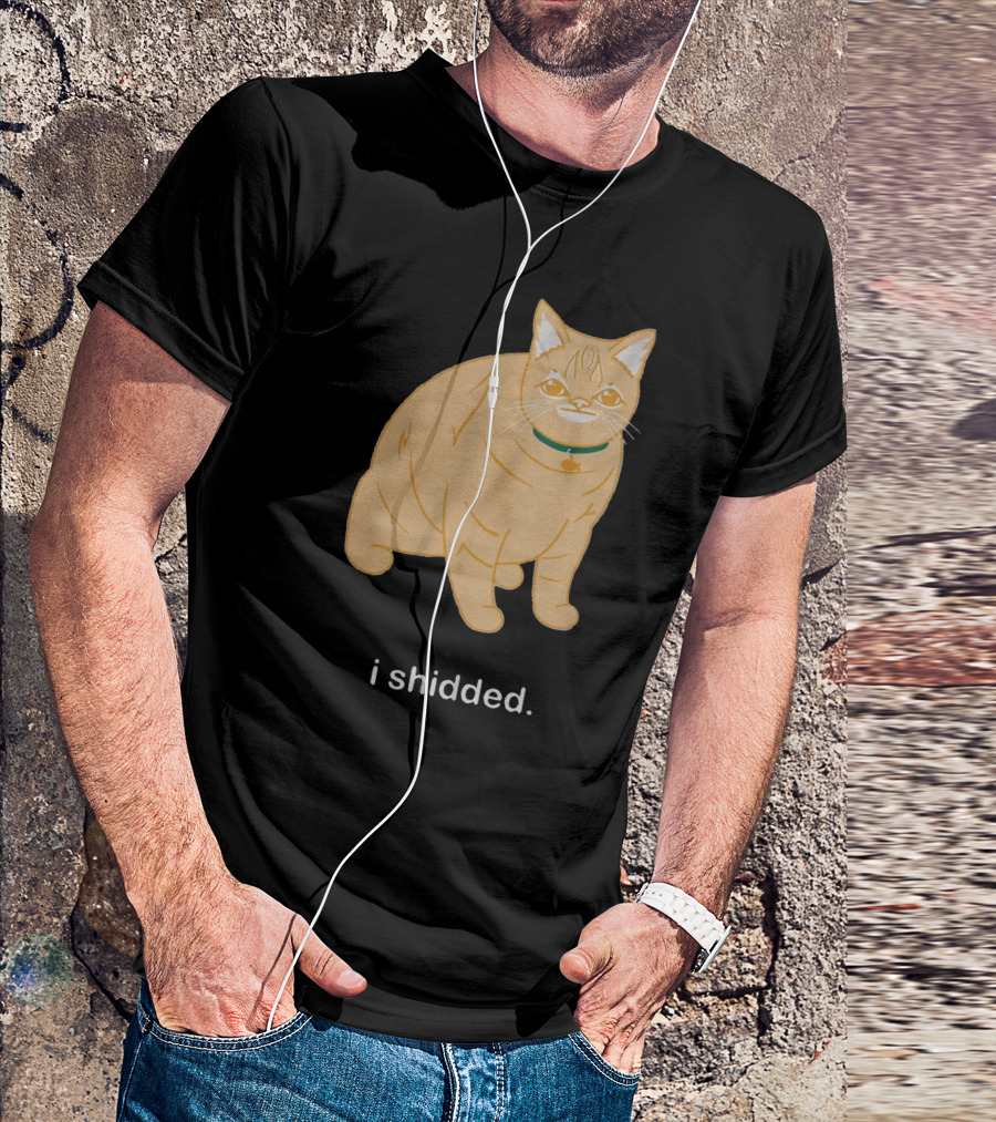 I Shidded Cat Orange Feline With Green Collar T-Shirt