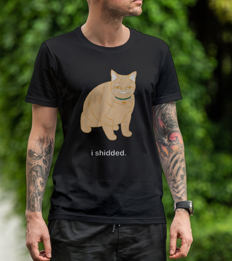 I Shidded Cat Orange Feline With Green Collar T-Shirt