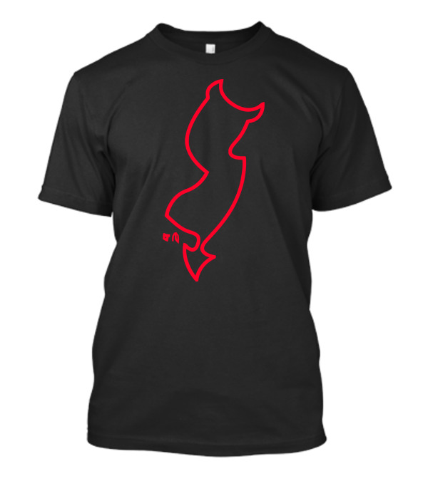 New Jersey Red Neon Outline Devil Tail T-Shirt