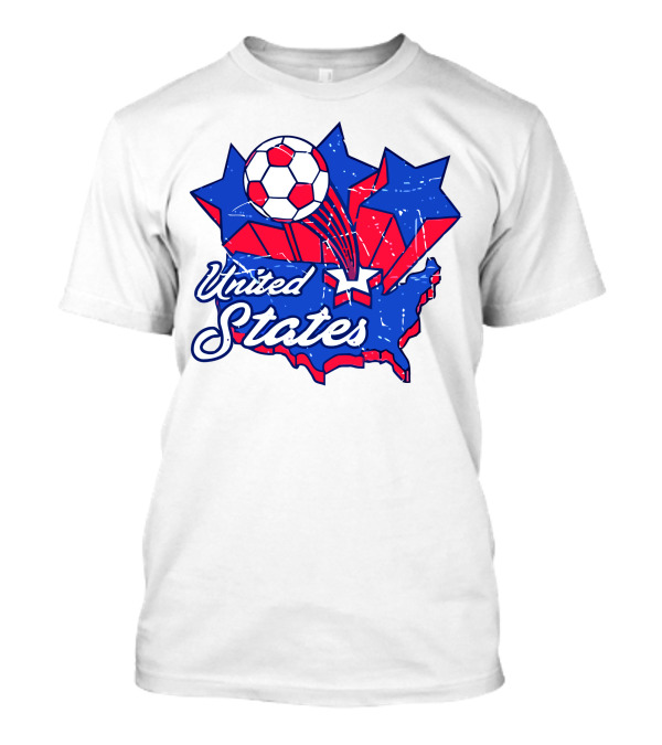 United States Soccer Vintage Map Stars And Ball T-Shirt
